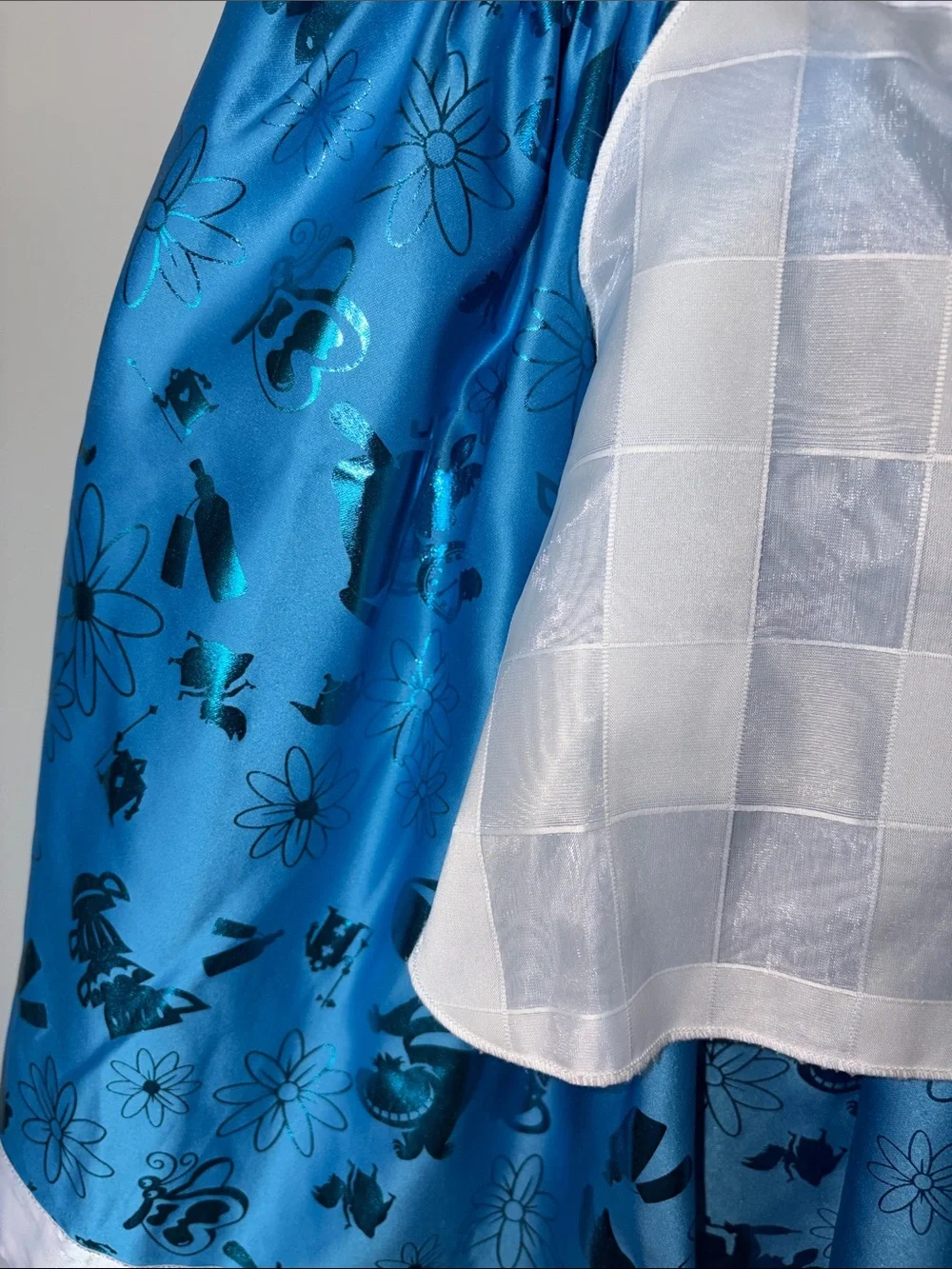 Disney Store Blue and White Alice in Wonderland Costume Dress with Headband